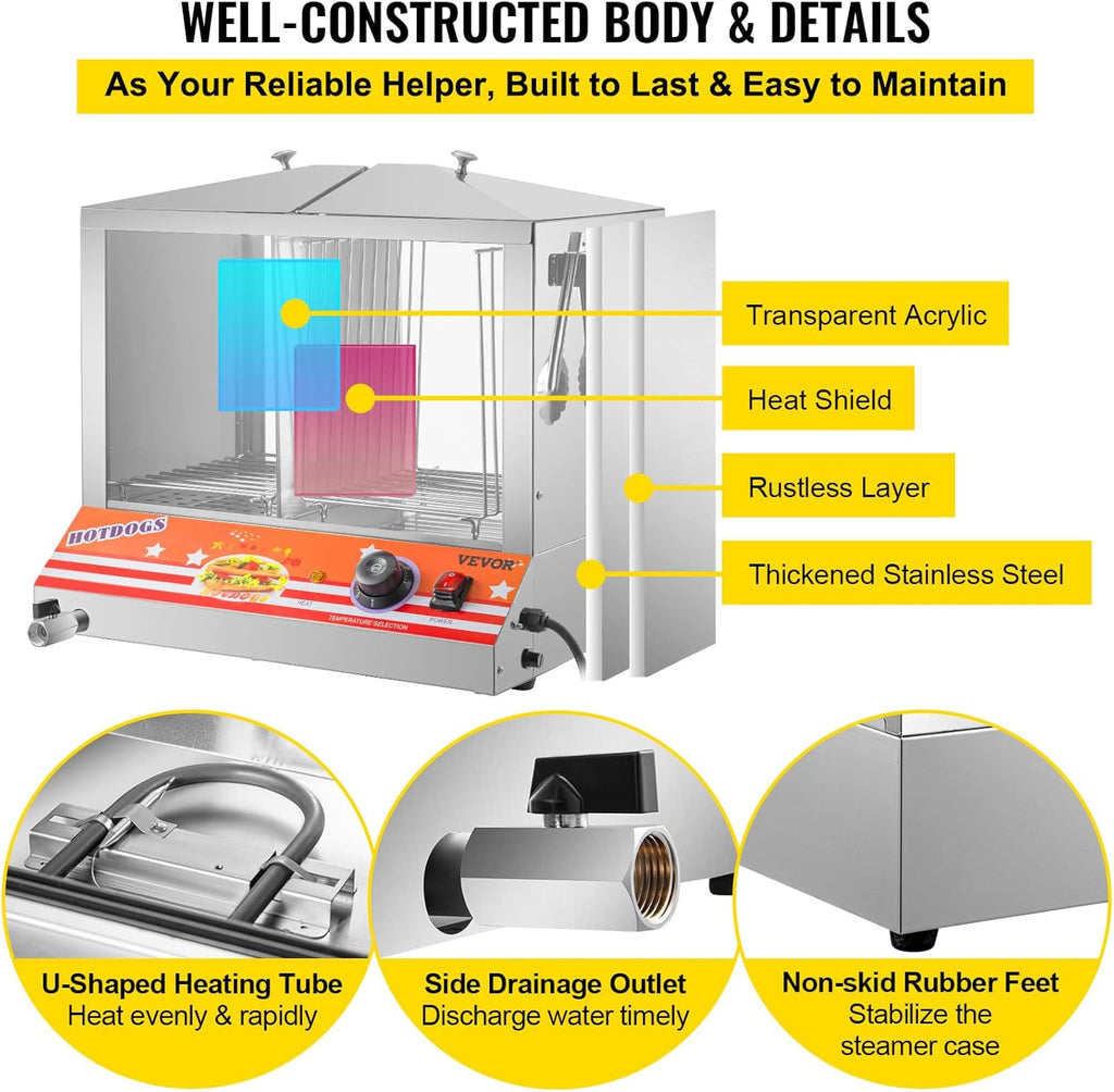 36L Stainless Steel Hot Dog Steamer P9911