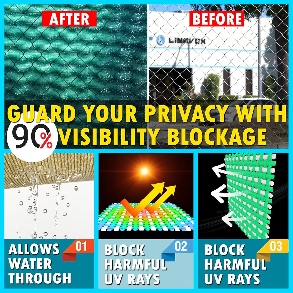 5' x 50' Green HDPE Fence Privacy Screen with Grommets G43255