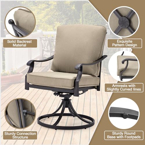 Red Patio Swivel Chair Set of 2 with Thickened Cushions T26875