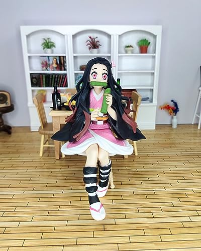 Nezuko Figure Eating Rice Balls Sitting Pose Demon Action Figures Anime Devil Slayer Figure Desktop Decor Collection Toy D261