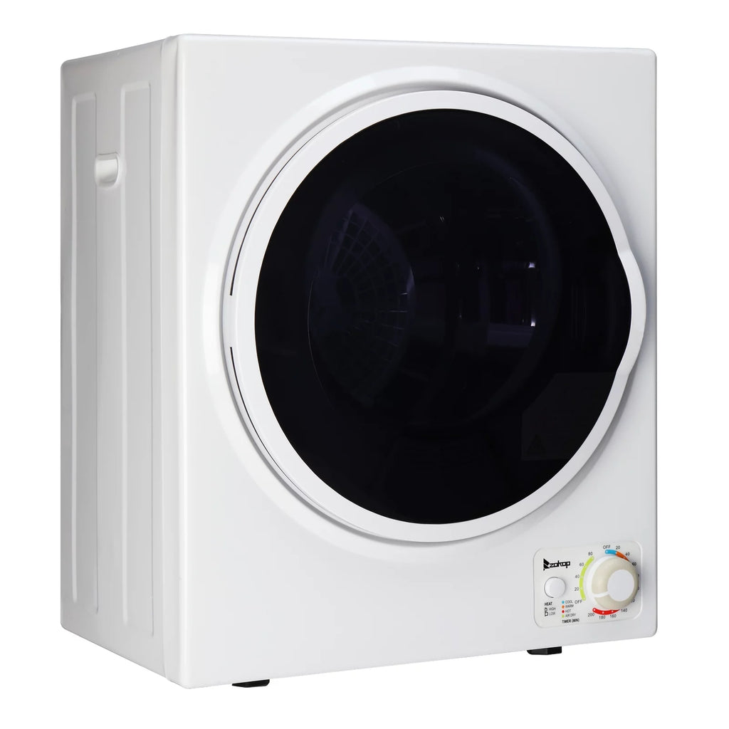 Portable 850W 1.6cu ft Front Load Electric Clothes Dryer with Stainless Steel Tub, White V36788