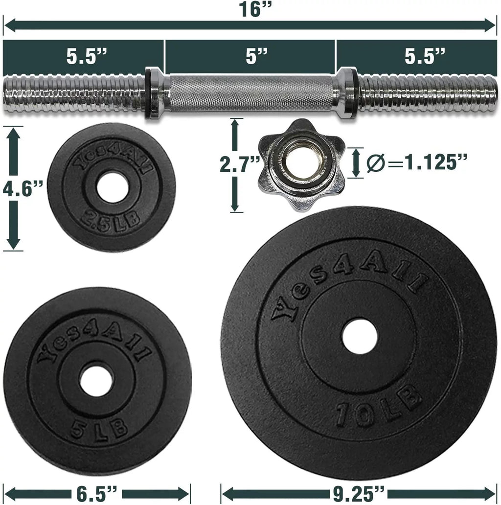 60 lbs Adjustable Cast Iron Dumbbell Pair P825