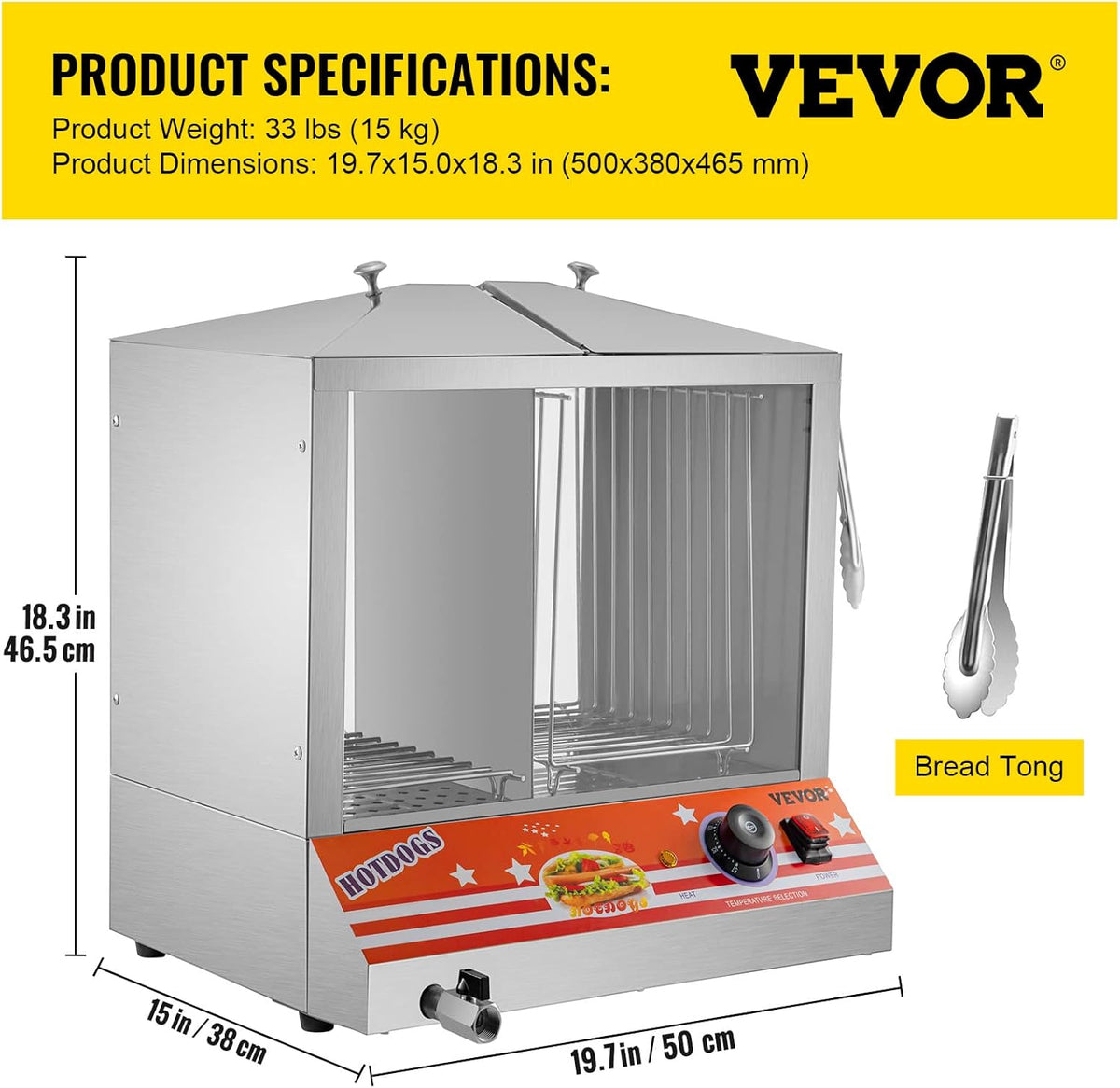 36L Stainless Steel Hot Dog Steamer P9911