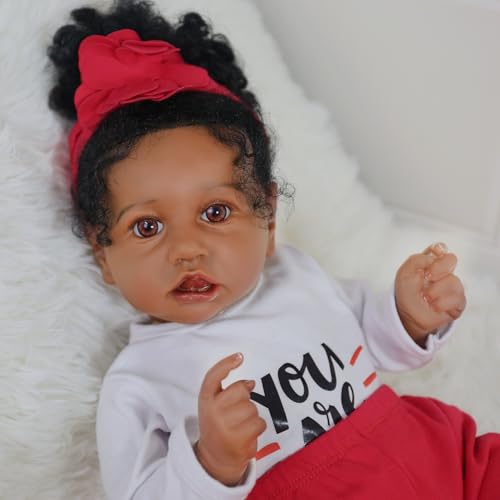 20 Inch African American Newborn Doll with Soft Body L724
