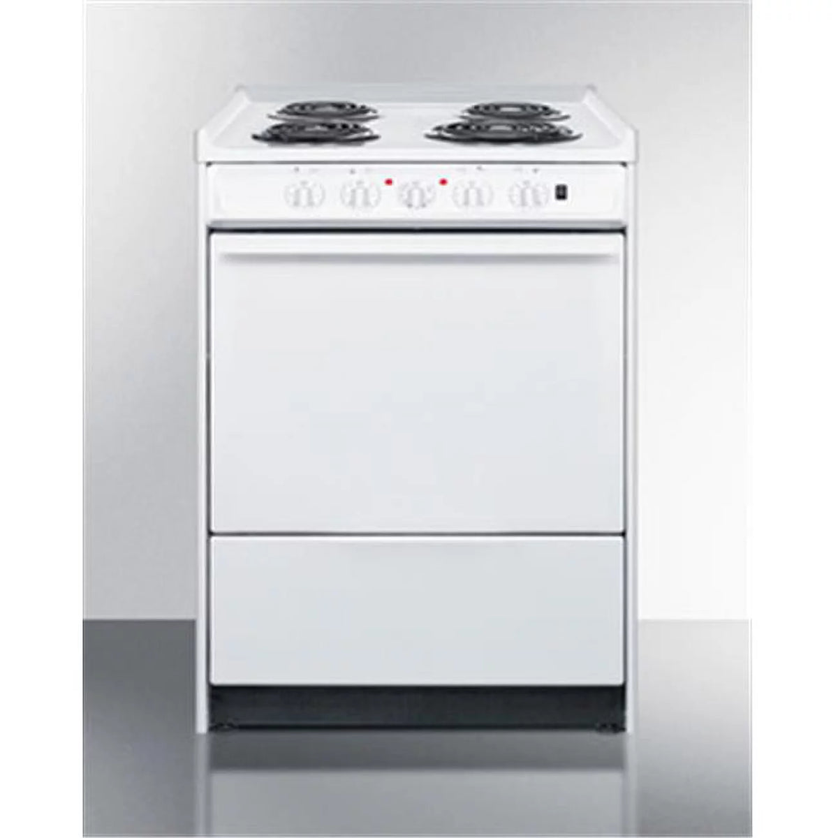 24 in. Wide Slide-in Style Coil Top Electric Range In White with Storage Compartment K1114