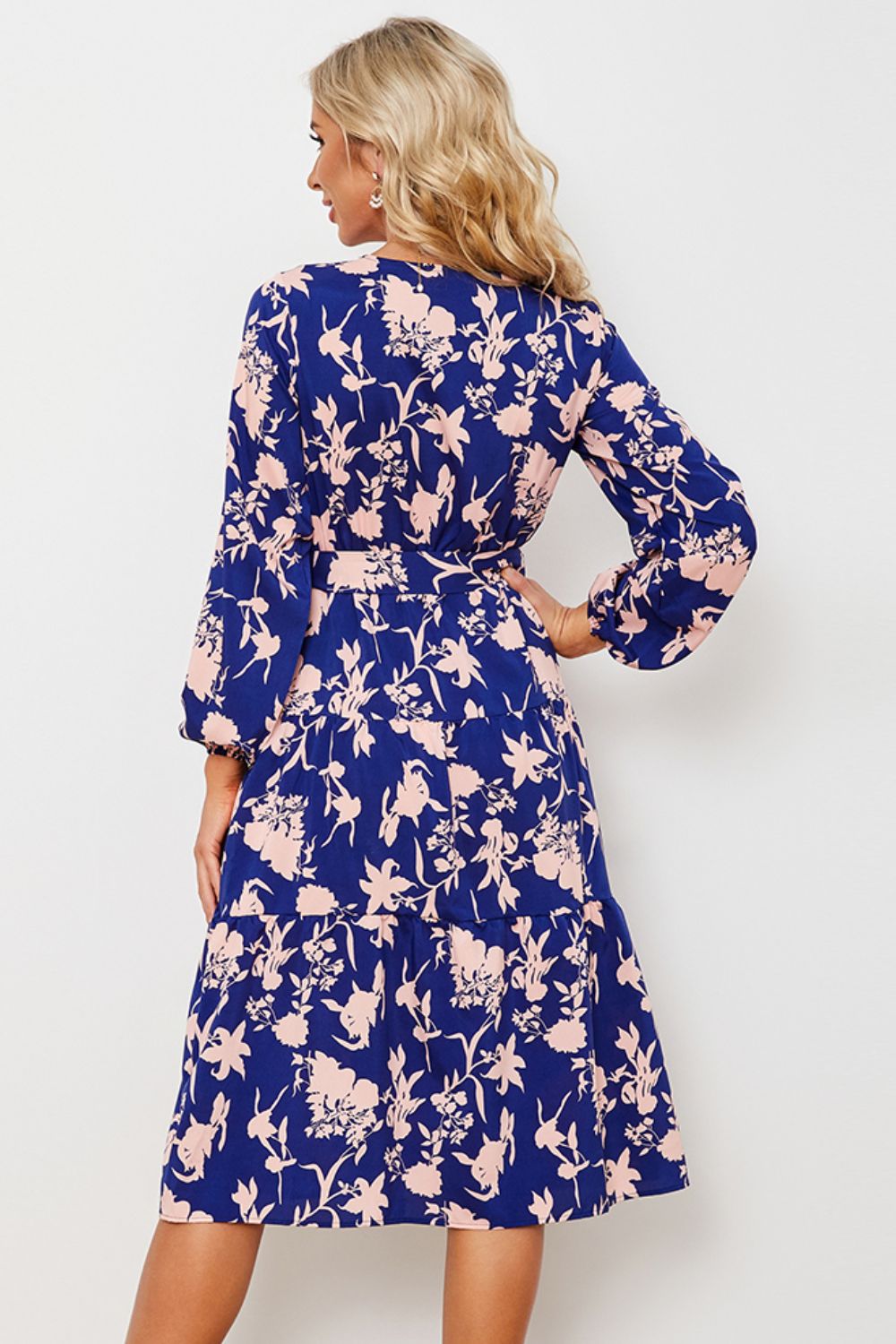 Floral Belted Tiered Midi Dress B918184