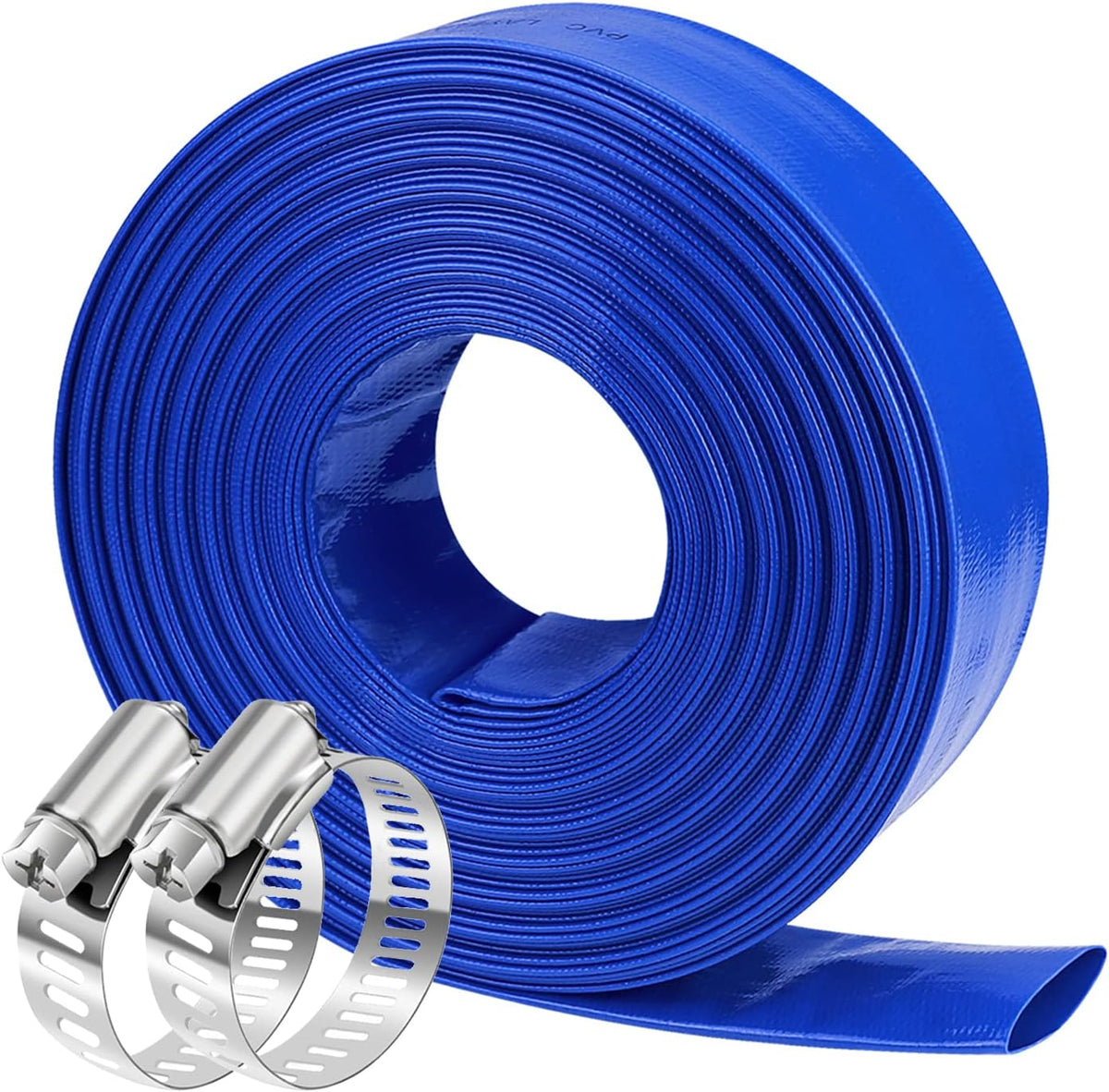 Heavy Duty Reinforced Lay Flat Discharge Hose, 1.5 Dia x 100 ft, Pack of 2 H903