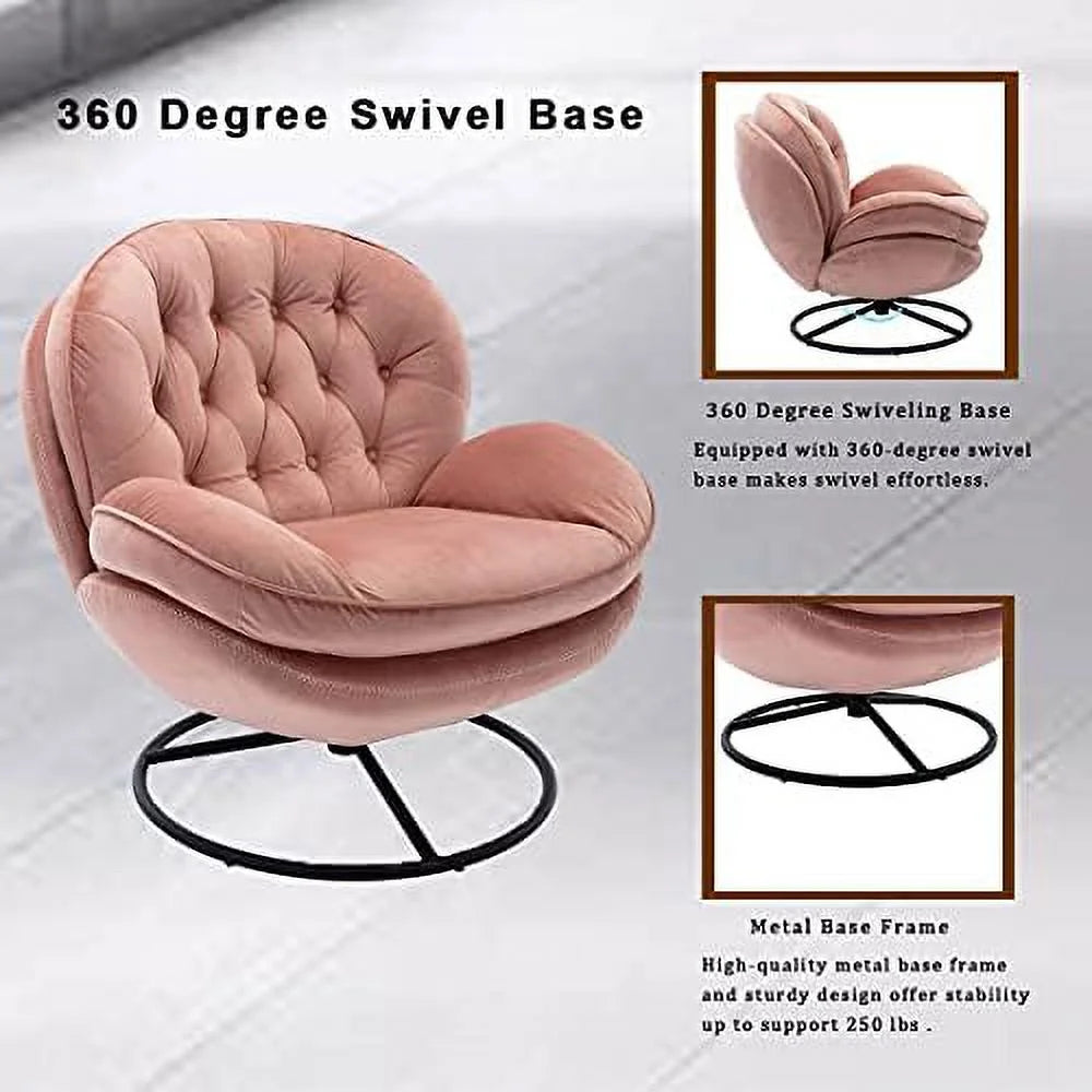 Velvet Swivel Accent Chair with Ottoman Set D968742