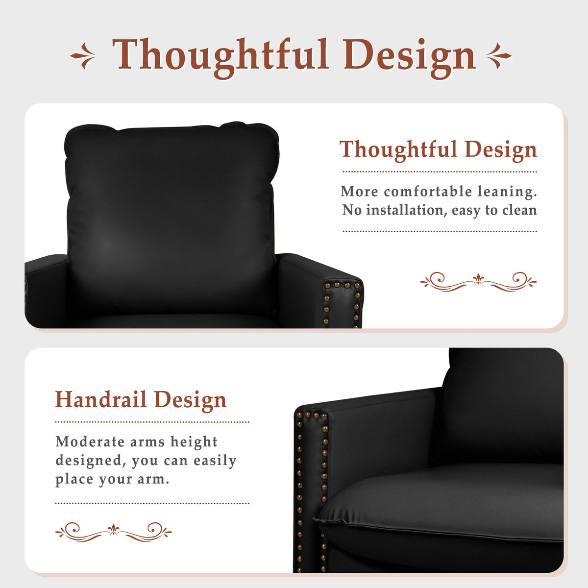 Black Faux Leather Swivel Accent Chair N119884