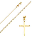 Solid 14K Gold Box Chain Cross Pendant Necklace N32373