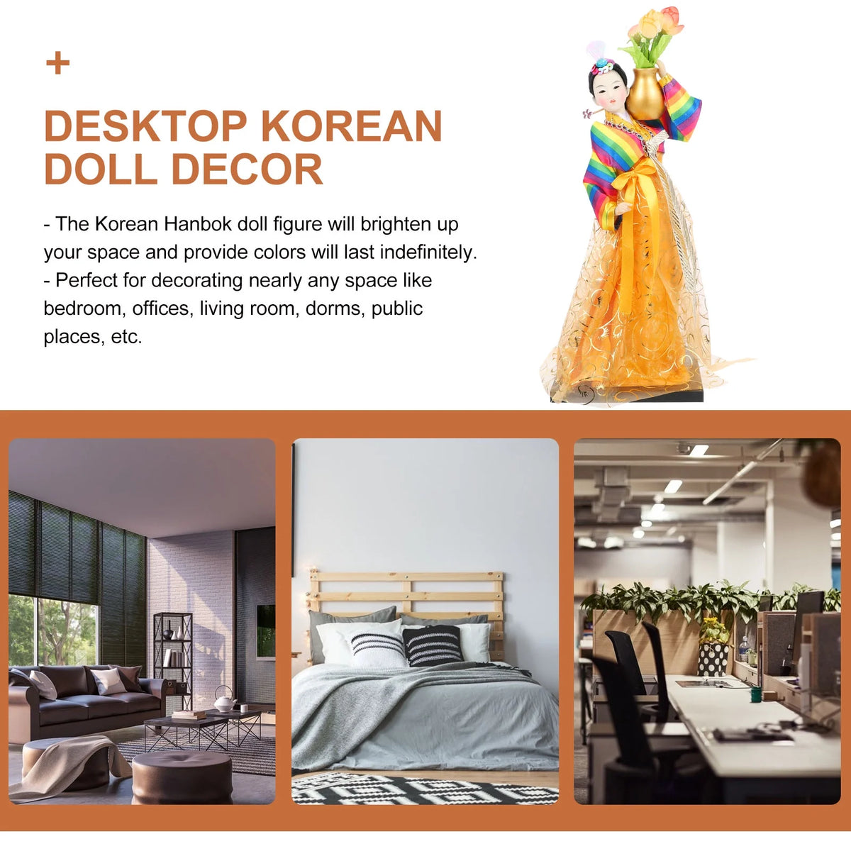 Korean Doll Geisha Figure Figurine Traditional Asian Collectible Kimono Antique Dress J9695