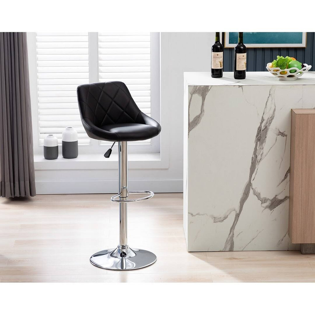 Black Tufted PU Leather Counter Stool Set of 2 O866234