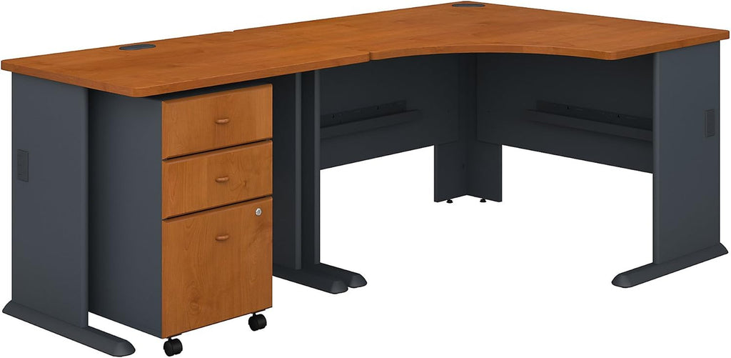 Corner Desk with Mobile File Cabinet in Pewter and White D54759