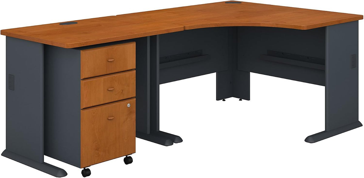 Corner Desk with Mobile File Cabinet in Pewter and White D54759