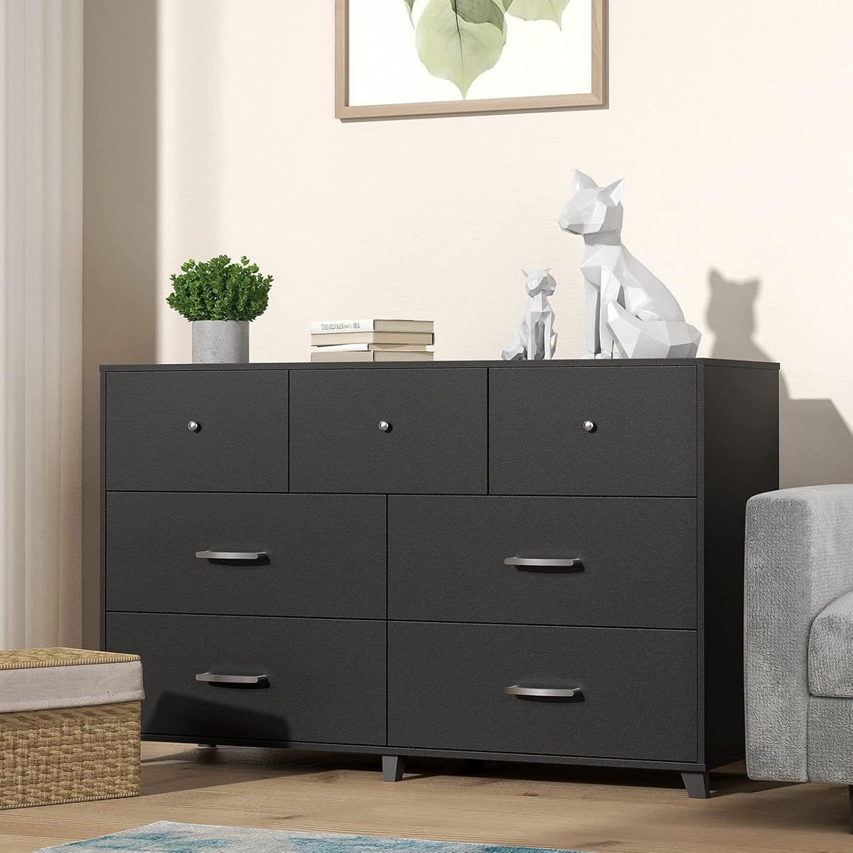 Black 6-Drawer Vertical Dresser O8745