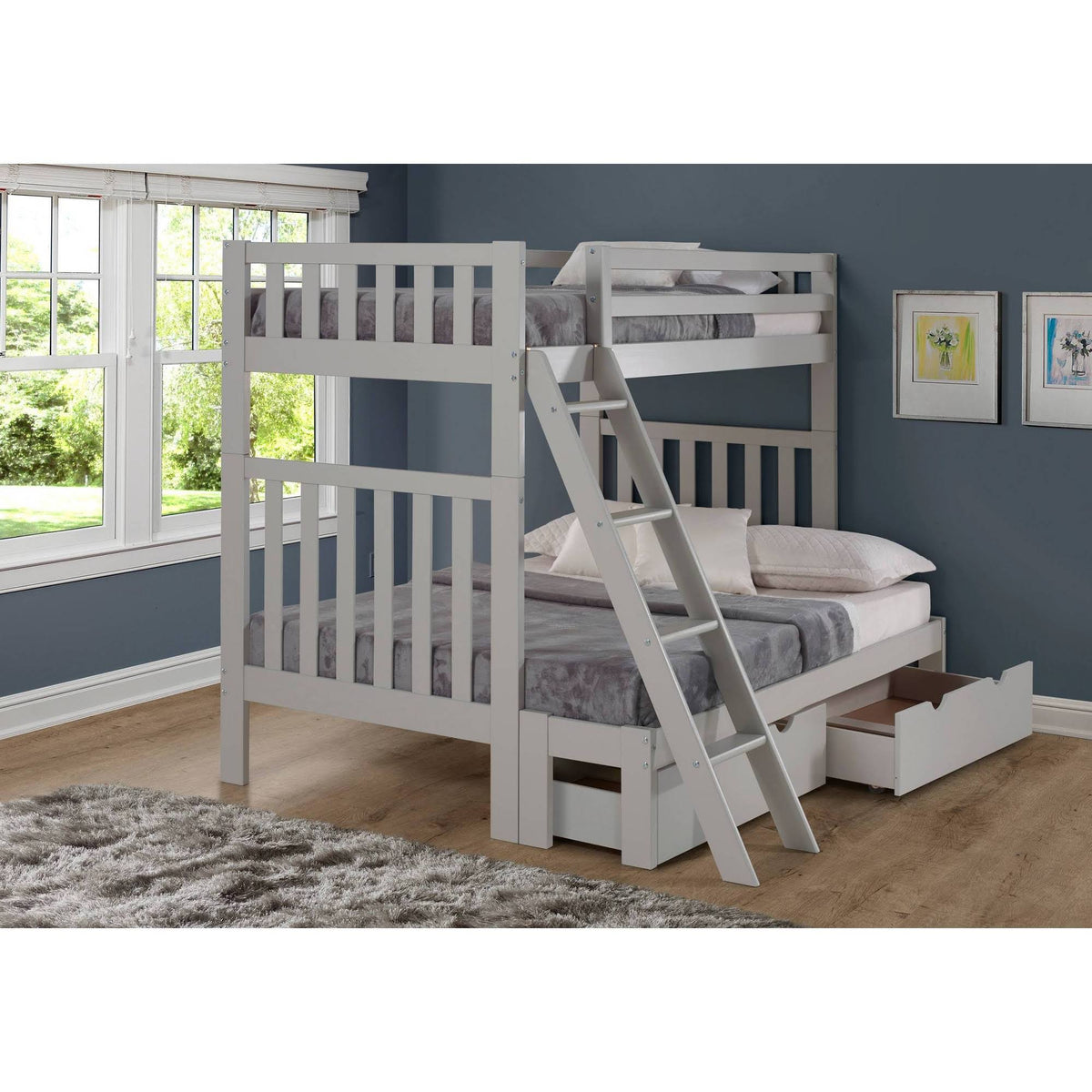 Twin Over Full Bunk Bed with Storage Drawers F3204