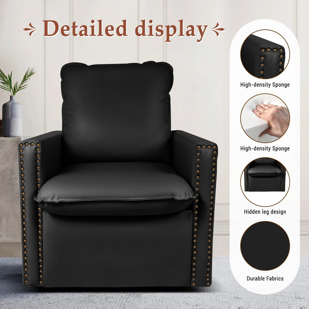 Black Faux Leather Swivel Accent Chair N119884