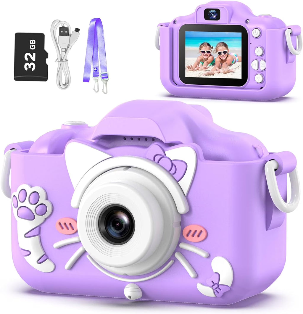 Kids Camera with Cartoon Soft Silicone Cover, 32G SD Card Included Z481