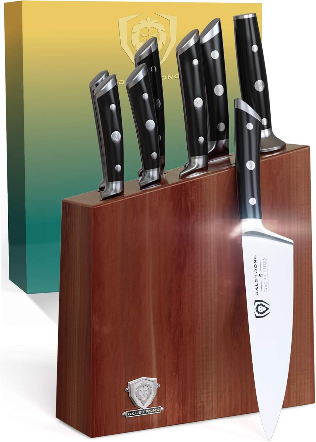 8 Piece German HC Steel Knife Block Set with Acacia Wood Stand L304649