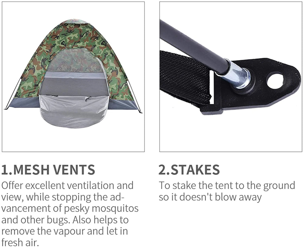 Camouflage Waterproof Dome Tent with Carry Bag D789585