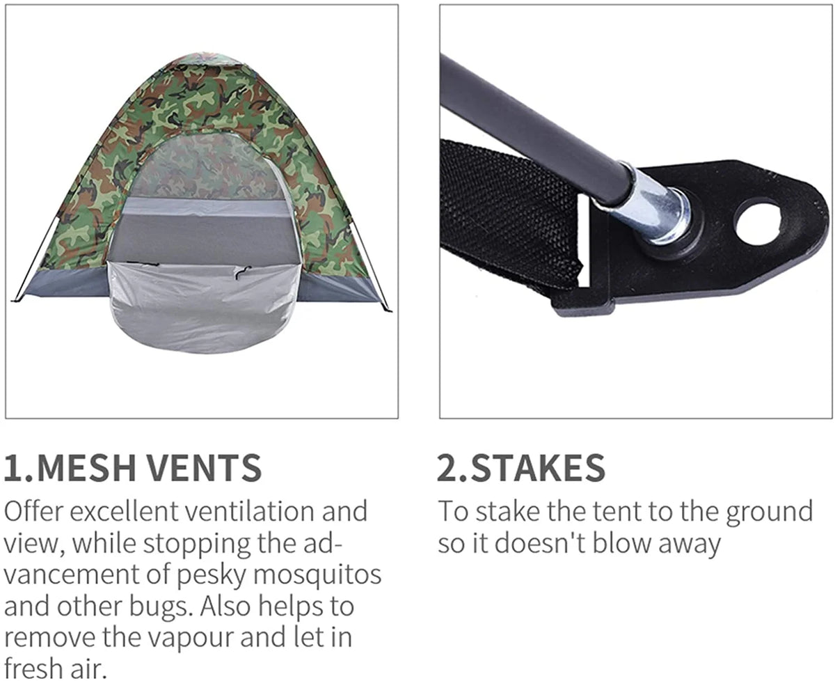 Camouflage Waterproof Dome Tent with Carry Bag D789585