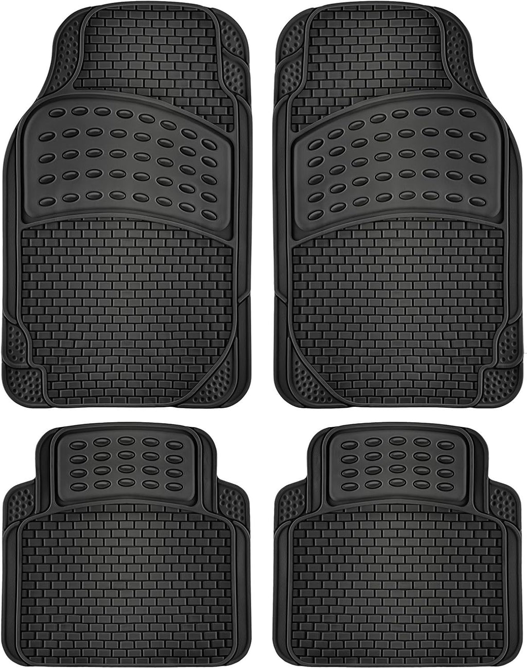 Black 4-Piece Rubber Floor Mats S428638