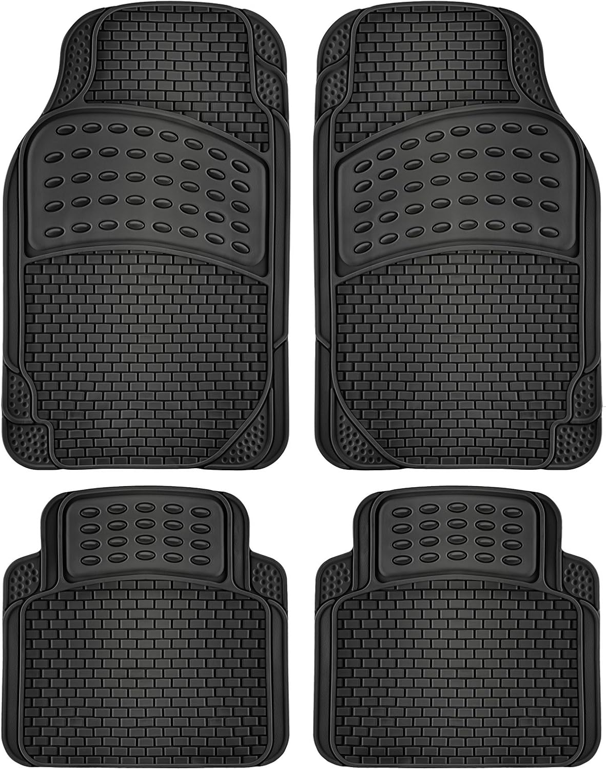 Black 4-Piece Rubber Floor Mats S428638