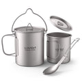 Titanium 3 Pieces Set 750ml Pot 450ml Cup with Lid Folding Spork T632276
