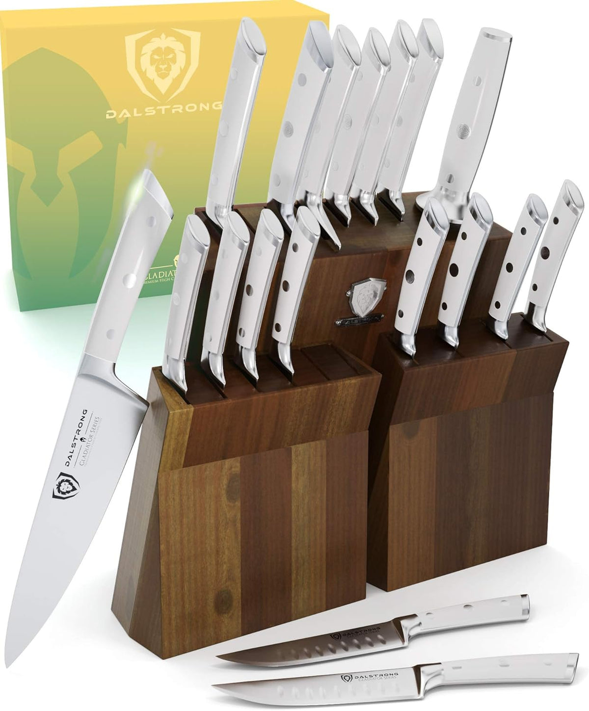 8 Piece German HC Steel Knife Block Set with Acacia Wood Stand L304649