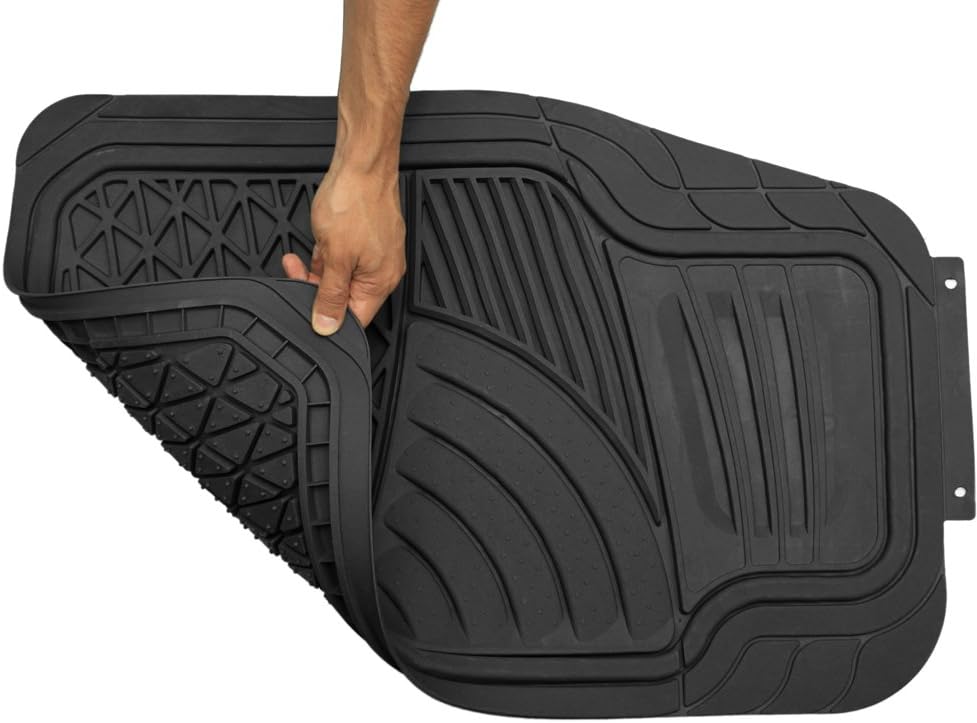 Black 4-Piece Rubber Floor Mats S428638